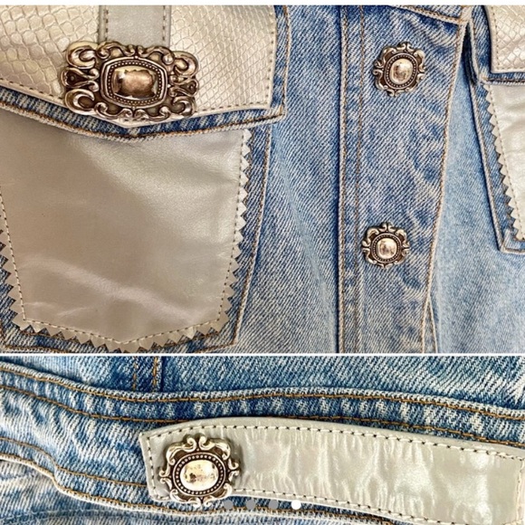 Vintage Biker Rockabilly Denim Pleather Vest. - Picture 3 of 12